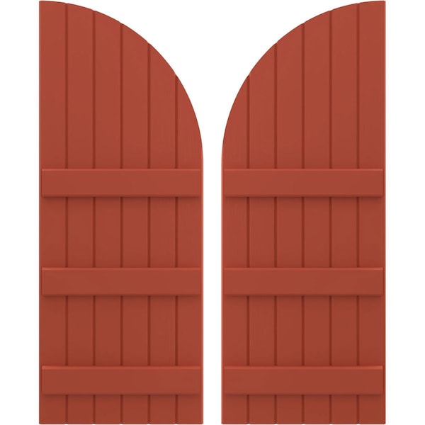 Ekena Millwork Americraft 6-Board (3 Batten) Wood Joined Board-n-Batten Shutters w/ Arch Top, ARW401BQ621X77CLH, PR ARW401BQ621X77CLH - main